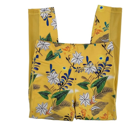 Zyia Leggings Medium 6 8 Women's Floral Mesh Reflective Art Full Length - Picture 3 of 6